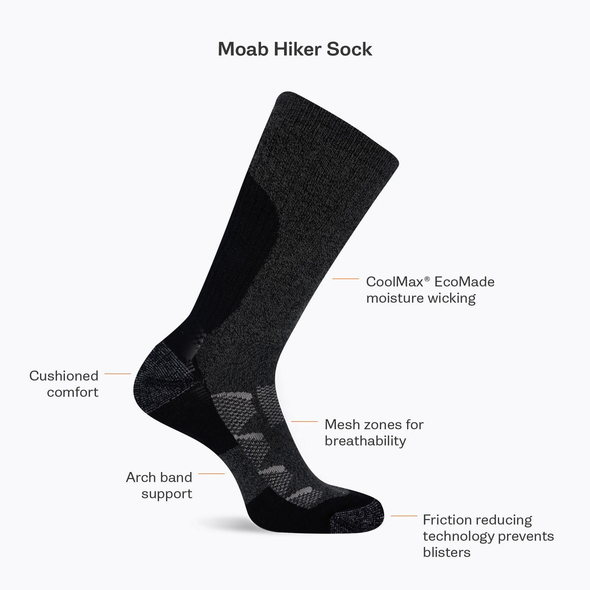 Merrell-Moab Hiker Low Cut Sock - Socks