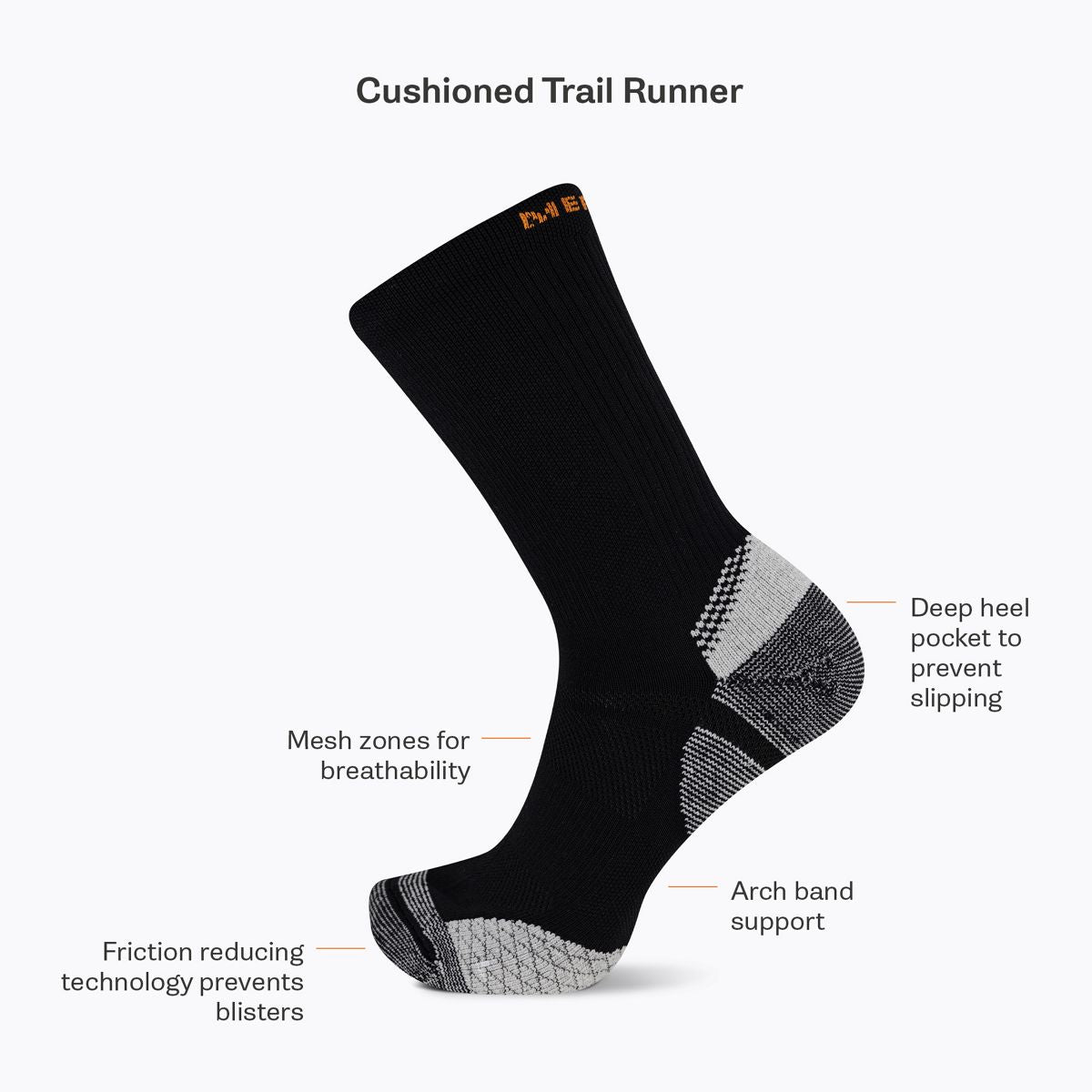 Merrell-Cushion Trail Runner Tab Sock - Socks