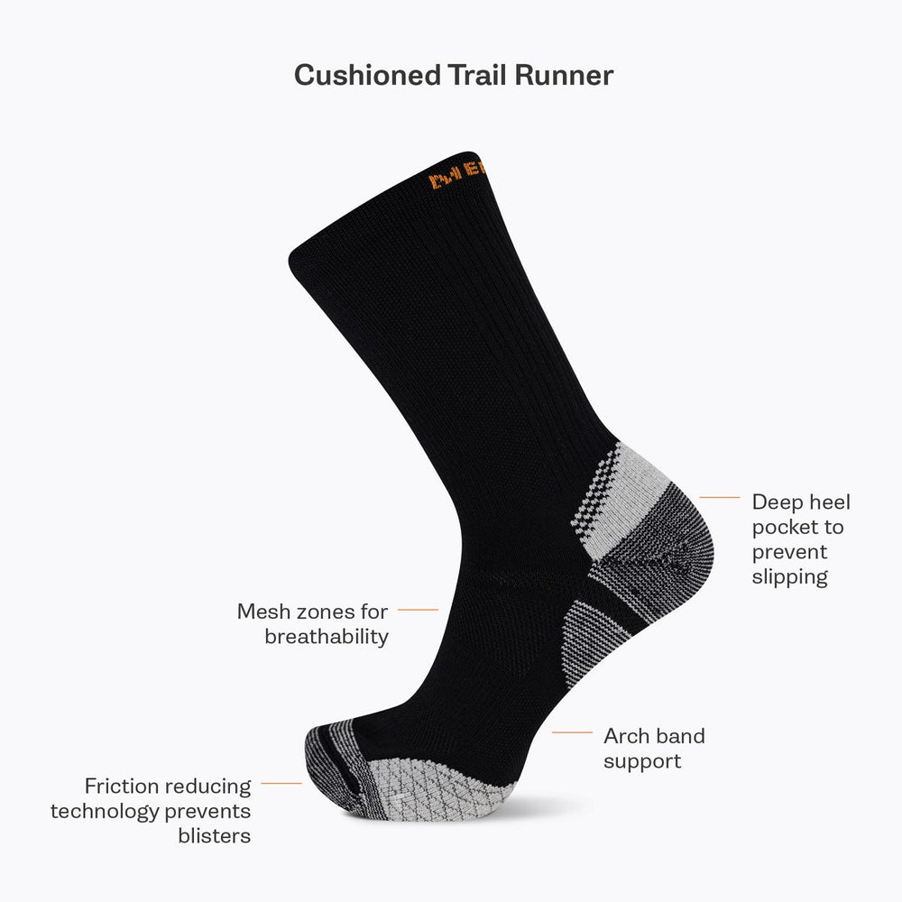 Merrell-Cushion Trail Runner Tab Sock - Socks